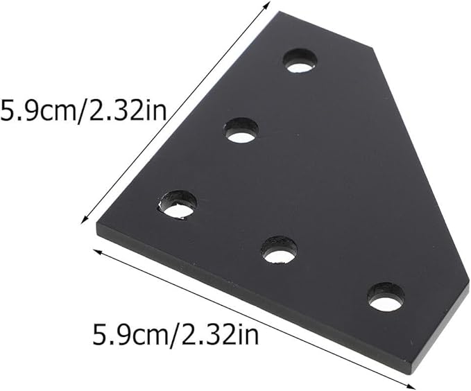 4Pcs Aluminum Alloy 5-Hole L-Shaped Joint Board Metal Angle Bracket Connector for Industrial Aluminum Extrusion Profiles, Black Corner Reinforcement Plates for Structural Framing