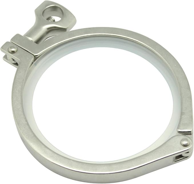 QiiMii Single Pin Heavy Duty Tri Clamps with Wing Nut Ferrule TC 4 Inch Stainless Steel 304 Sanitary Fittings with Silicone Gasket