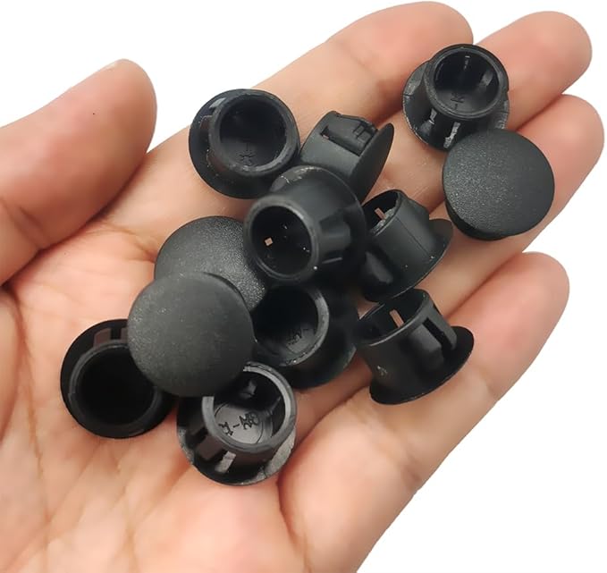 Hole Plugs 1/2" Plastic Flush Type Hole Plugs Snap in Locking Hole Tube Screw Caps Drilling Cover Plugs Fastener Covers for Kitchen Cabinet Furniture Black 50 Pack