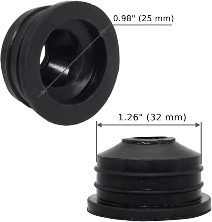 (Pack of 5) Black Rubber Sleeve for Drain Pipe, 1.26" x 0.98" (32 x 25 mm) Pipe Connector, Adaptor, and Reducer