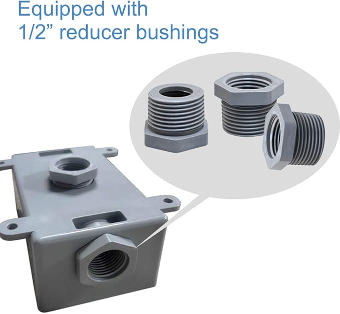 Single-Gang Electrical Outlet Box,Suitable 1/2-Inch or 3/4-Inch Electrical Conduit Weatherproof Outdoor Outlet Box,UL Listed,Plastic Junction Box Outlet（4PCS）