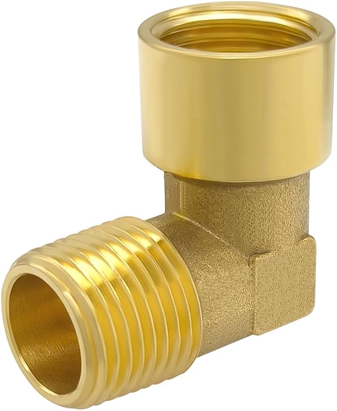 Hooshing 2PCS 90 Degree Street Elbow 1/2" NPT Male to 1/2" NPT Female Brass Pipe Fitting
