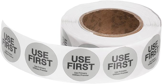 PATIKIL 500 Pcs USE First Stickers, 1 inch Round Use First Stickers Food Service Circle Inventory Control Adhesive Labels for Food Service Kitchen Restaurants Retail Storage Date, Gray