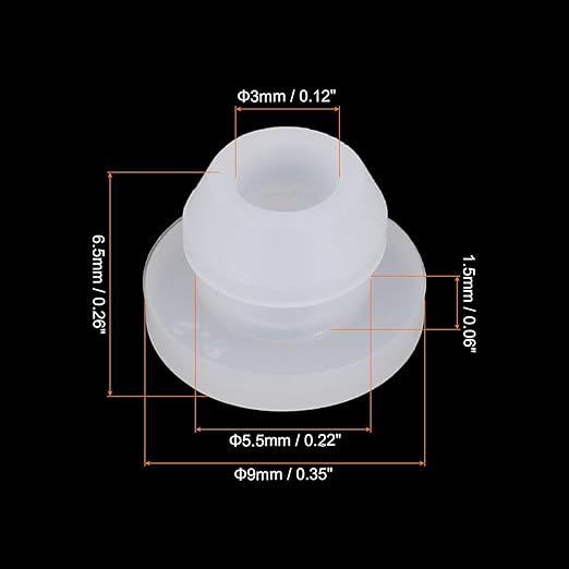 MECCANIXITY 20Pcs Snap Rubber Grommet Plug Mount Dia 5.5mm ID 3mm Narrow Groove Width 1.5mm Seal Anti-Scratch for Electrical Box Cable Pipes Transparent