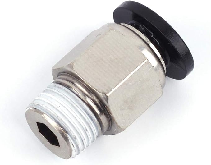 SNS 6mm Tube OD x 1/4 NPT Male Straight Nickel Plated Brass Push to Connect Pneumatic Fittings（10 PCS） SPC6-02NPBK