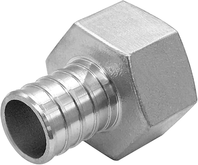 Barb Crimp PEX 3/4" x 3/4" NPT Female Thread Adapter Stainless Steel Crimp Fitting (Pack of 3)