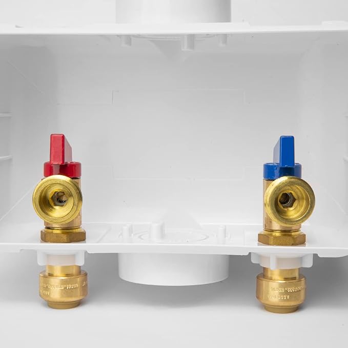 EFIELD Premium Washing Machine (Laundry) Outlet Box with Center Drain, 1/2-Inch Push-Fit x 3/4" MHT Connection White (Standard),(WM032)