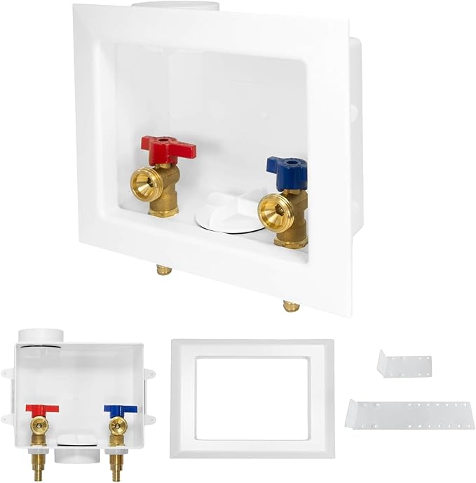 30-PACK GUOFIS Washing Machine Outlet Box, PEX Laundry Washer Box with Central and Side Drain Design(1/2"PEX Crimp Connection Inlet X 3/4"MHT Outlet)(WM002-30Pack)