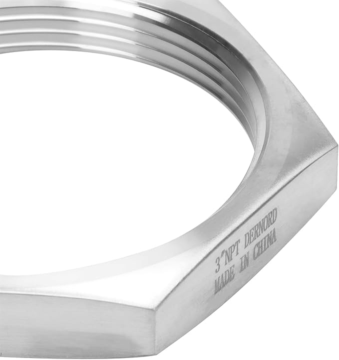 DERNORD Cast Pipe Fitting Stainless Steel 304 Hex Locknut NPT Female 3" (Pack of 1)