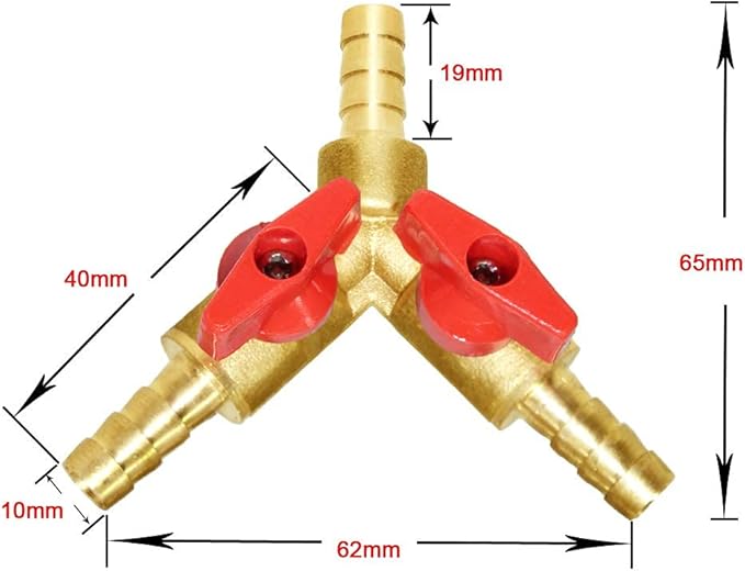 Joywayus 3/8" Hose Barb, Y shaped Type 3 way Union Intersection/Split Brass Shut off Ball Valve Fitting