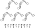 uxcell 5Pcs 40mm(1-9/16") Two Hole Rigid Pipe Strap, 304 Stainless Steel Conduit Clamp Thicken U Bracket Heavy Duty Pipe Clamp with Self-Tapping Screws for Fixing Tube Cable, Silver