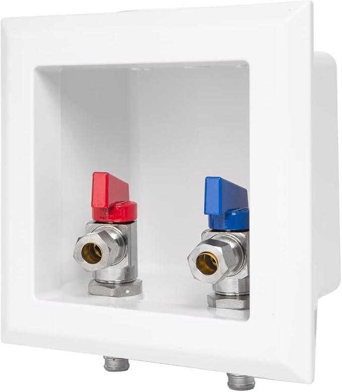 EFIELD Pex Pre-assembled Faucet Outlet Box, 1/2-Inch Barb Crimp Pex Inlet with Installed 1/4-Turn Ball Valve For Hot & Cold Water Supply, Chrome Plate,(FC003)