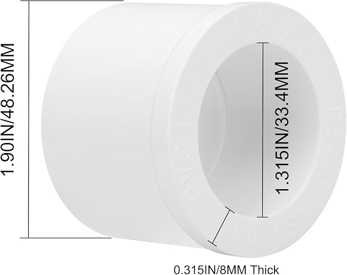 10Pack 1-1/2"x 1" PVC DWV Reducing Bush Adapter Pipe Fitting SCH40 PVC Reducer Bushing (Socket x Socket) PVC Pipe Reducing Bushing Fitting for Home Sewer Plumbing