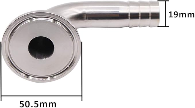DERNORD Sanitary Hose Barb Pipe Fitting 1.5" Tri Clamp (50.5MM Ferrule) 90 Degree Elbow (Tube OD: 3/4"/19MM (1.5 Tri-clamp))