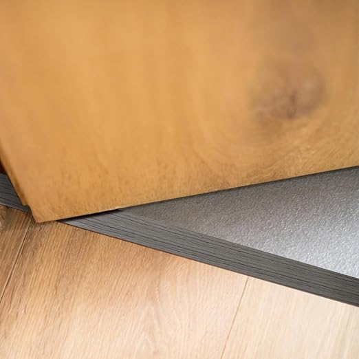 8Ft Floor Transition Strip, 2 in Wide Self Adhesive Vinyl Threshold Strip for Joining Floor Gaps Wood Grain Design Tap (Walnut Dark Gray)