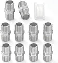 TAISHER 10PCS Cast 304 Stainless Steel Hex Nipple, Pipe Fitting 3/8-Inch Male Pipe x 3/8-Inch Male Pipe