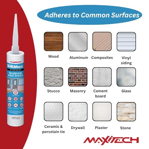 Window & Door – 100% Silicone Caulk White, Window Seal, RTV Silicone Sealant Indoor & Outdoor Caulking Weatherproof Adhesive – 9.5 oz Cartridge, 12-Pack (12 Pack, 12, Count)