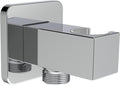 Aquaiaw Wall Supply Elbow with Flange, Tapered 1/2 NPT Female Inlet, Solid Brass Wall Union With Handshower Holder, Square Wall Supply Elbow With Hand Held Shower Head Bracket, Polished Chrome