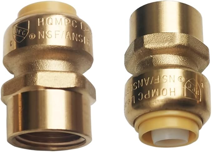 HQMPC Pex Fitting 3/4" Straight Coupling Push Fit PEX Fittings Female, Push-to-Connect Copper, CPVC, No Pb Brass Plumbing Fittings (2PCS 3/4")