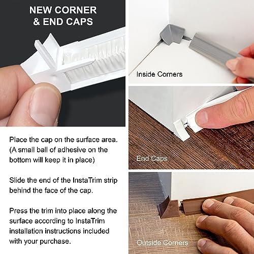 InstaTrim Outside Corners - 10 Ivory 3/4" Wide Caulk Strip Outside Corner Pieces - Trim for Outside Corners - Paintable