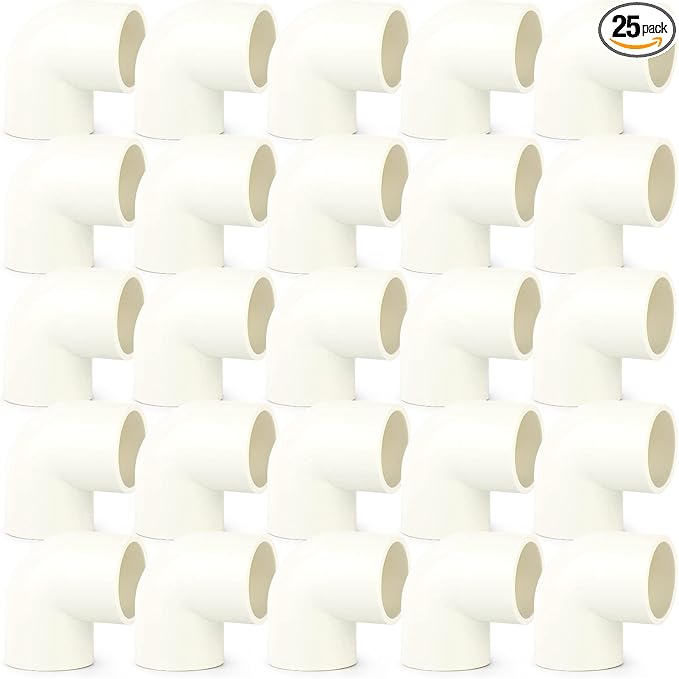 GASHER 25PCS PVC Pipe Fitting 1/2" PVC 90 Degree Elbow, Furniture Grade Pipe Socket Fittings, For Home or Industrial