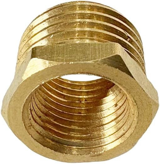 1/4" NPT Male x 1/8" NPT Female Brass Reducer Hex Bushing Threaded Pipe Fitting Reducing Adapter Pack of 2