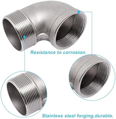 90 Degree Elbow Fittings 1PCS, 2" NPT Male X 2" NPT Female 304 Stainless Steel Pipe Fitting, Connector Coupler Apply to Outdoor Garden Industrial