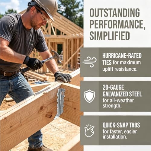 75 Pcs 2x8 Joist Hangers, Galvanized Hurricane Ties Brackets
