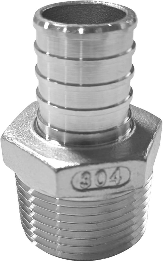 Barb Crimp PEX 1/2" x 1/2" NPT Male Threaded Fitting Stainless Steel Crimp Adapter 3PCS