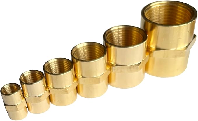 1/2" Female Threaded Hex Nipple Brass Coupling NPT Pipe Fitting Pipe Adapter Straight Connectors for Air, Gas, Oil, Fuel, Propane Pack of 2