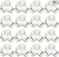 3/4Inch Tee PVC Fitting 4 Way Elbow Connector, Furniture Grade 90 Degree Elbow Side Outlet, Corner Fittings for Building Furniture Greenhouse Shed Pipe Fittings Tent Connection (Pack of 16)