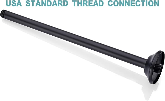 BESTILL 16 Inch Ceiling Mount Rain Shower Head Arm and Flange, Matte Black