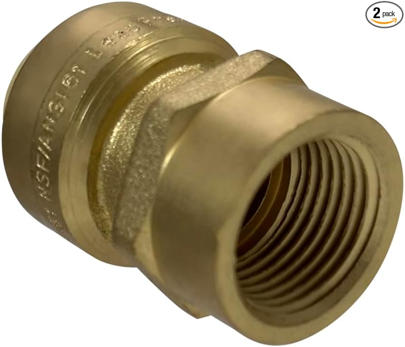 XFITTING Push Fit 3/8 Inch x 3/8 Inch Female Adapter, 27-5-5=2XX, 2 Pieces