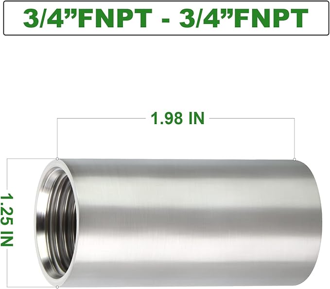 TAISHER 2PCS Stainless Steel Pipe Fittings, 3/4" NPT x 3/4" NPT Female Threaded, 2" Length Nipple Cast Pipe