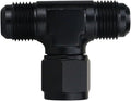 6AN Male Tee Fitting Adaptor with AN6 Female Swivel on Side Black