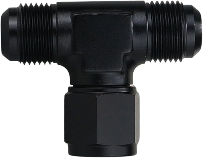 6AN Male Tee Fitting Adaptor with AN6 Female Swivel on Side Black