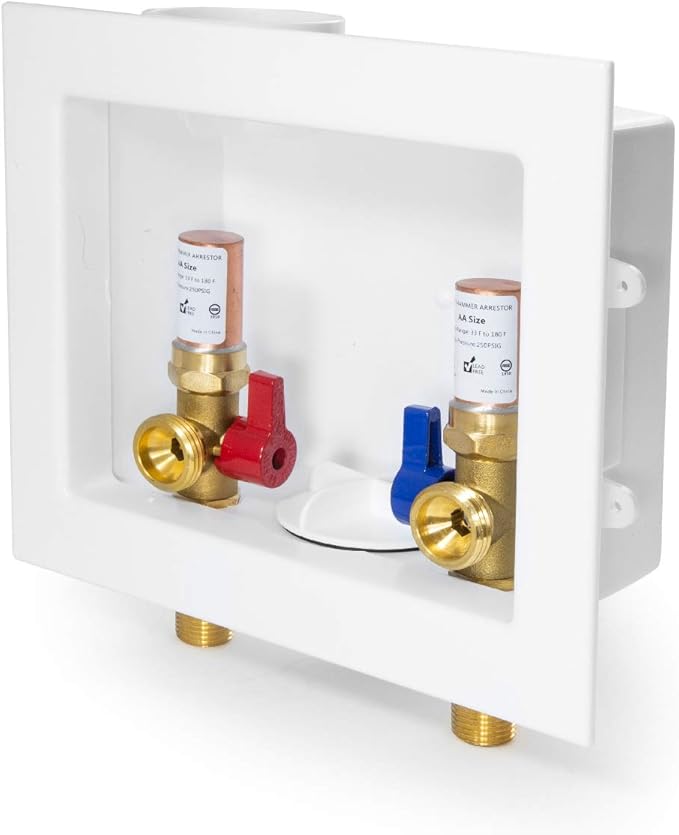 EFIELD Washing Machine Outlet Box with Center Drain, 1/2 inch x 3/4 inch MHT (1/2" Inch Sweat Connection MIP) with Water Hammer Arrestor,(WM011)
