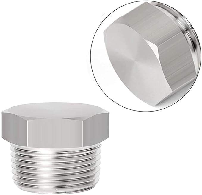 Joywayus Soild Stainless Steel Outer Head Hex Thread Socket Pipe Plug Fitting 2" NPT Male