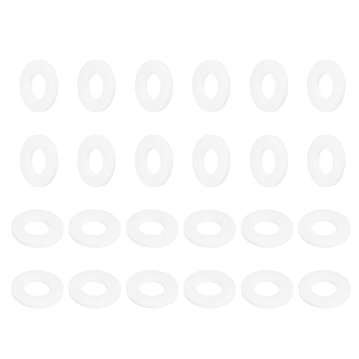 MECCANIXITY PTFE Flat Washers, 24Pack 20mm OD 10mm ID 2mm Thick Sealing Spacer Gasket Ring for Faucet Pipe Hose Bolt Machinery, White