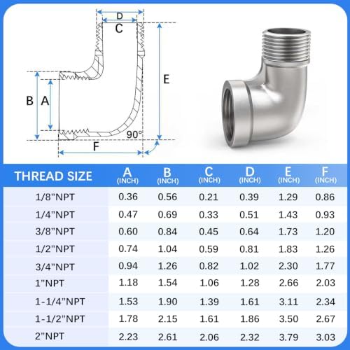 ChillWaves 304 Stainless Steel Pipe Fitting, 90 Degree Elbow 1" NPT Male x 1" NPT Female Thread Adapter(3-PACK)