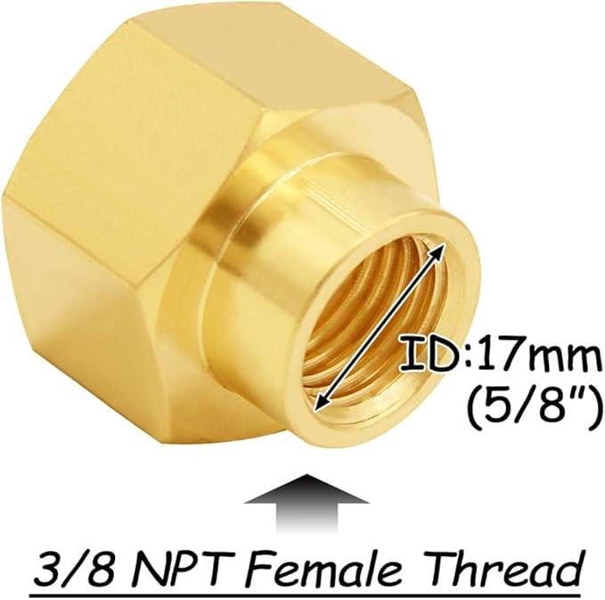 3PCS Brass Reducer Adapter, 3/8" NPT Female to 1/2" NPT Female Thread, Hex Reducing Pipe Fitting Coupler Nipple Connector for Water/Oil/Gas