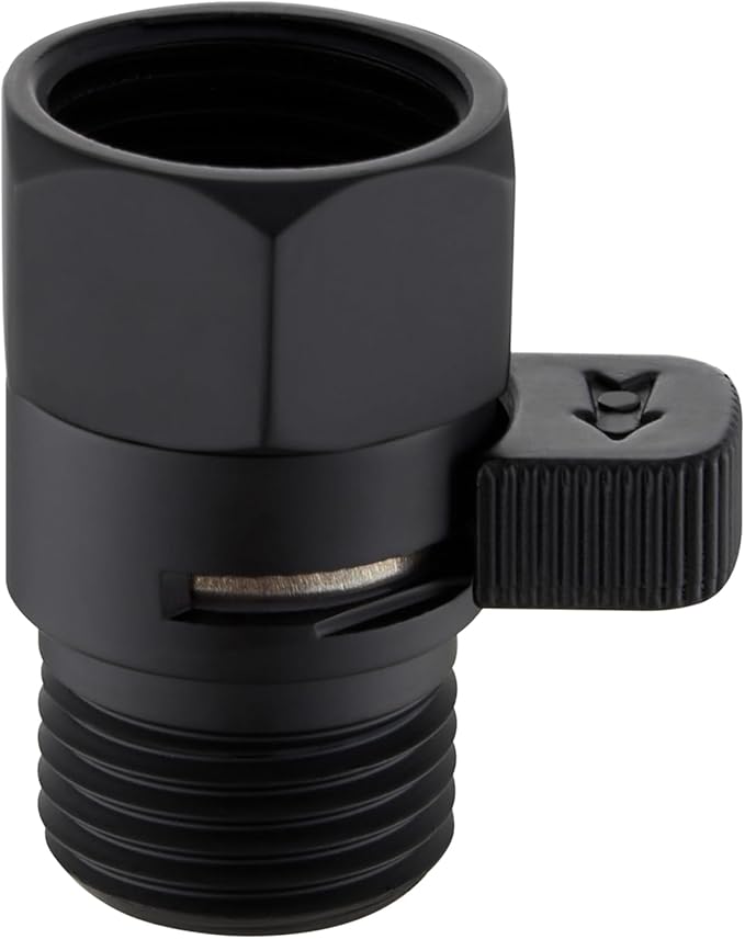 APLusee Water Flow Control Valve, Solid Brass Adjusting Shower Head Flow Restrictor with Switch, Matte Black