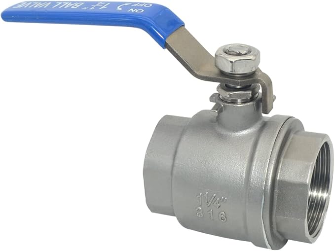 DAN SPEED 1-1/4" Female 316 Stainless Steel Full Port Ball Valve Vinyl Handle WOG1000 (1-1/4 inch)