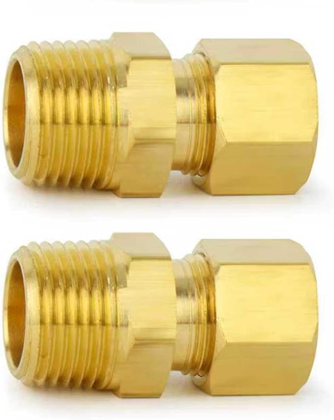 ChillWaves Brass Compression Tube Fitting, 1/2" OD x 3/4" NPT Male Compression Union Connector(2-PACK)