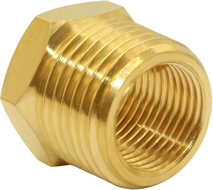 Joywayus Brass Reducer Hex Bushing Reducing Cast Pipe Fitting 1/2" NPT Male x 3/8" NPT Female Adapter(Pack of 5)