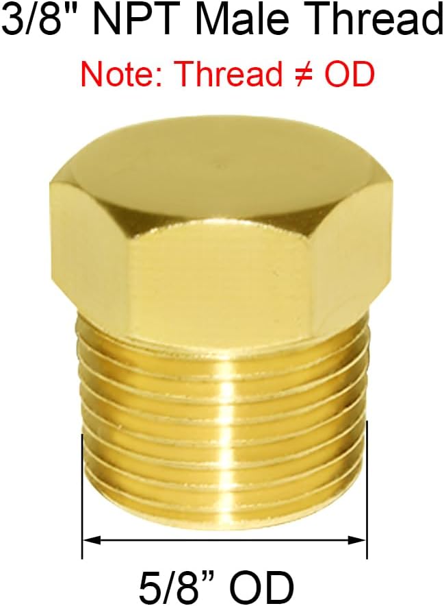 Joywayus 3/8" NPT Male Pipe Plug Outer Hex Thread Socket Plug Brass Fitting (Pack of 5)