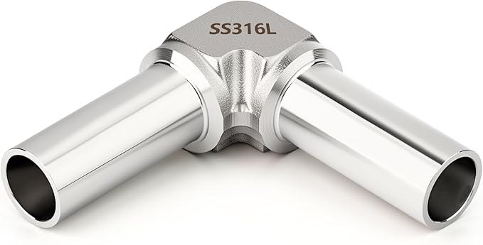 TAISHER 1PCS 316L Stainless Steel Weld 90 Degree Barstock Street Elbow, 3/8" OD x 3/8" OD 316L Stainless Pipe Fitting