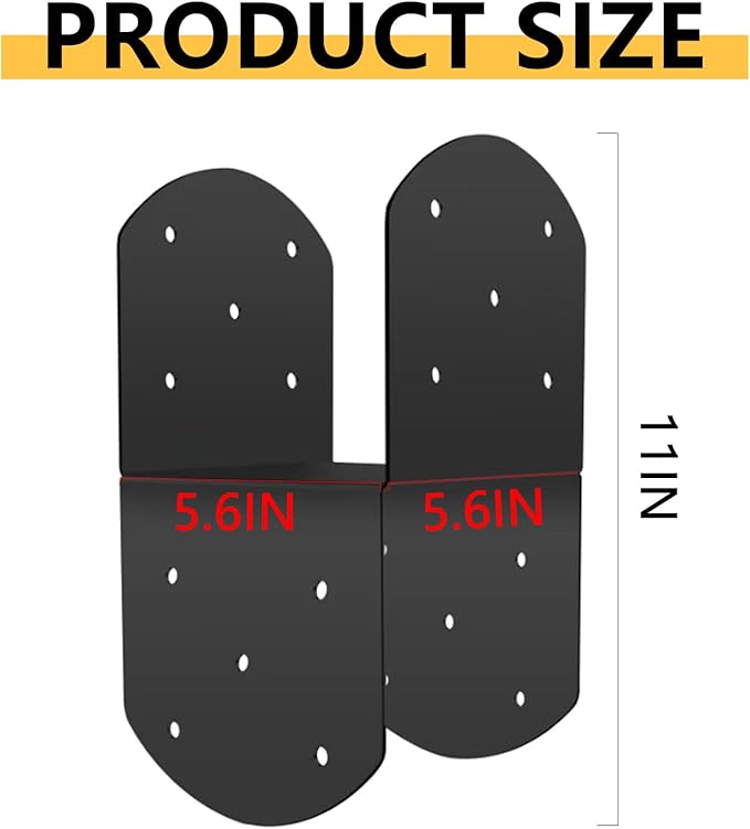 4 Pcs 6"x 6" Deck Post Caps Tie Brackets ,Ineer Size(5.6"x 5.6") 14 Gauge Post Base Steel Post Anchor Connector Support Fence Post Brackets for Posts to Wood