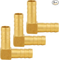 3PCS Solid Brass 3/8"OD Barb Elbow Fittings 2-Way 90 Degree L Right Angle Block Barbed Fitting for Water/Oil/Gas