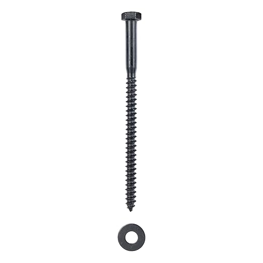 1/4 x 6 (50 Pack) Lag Screw Kit, 50 Screws and 50 Washers, Ceramic Black Ruspert Coating for Exterior Use, Meets ASTM A307 and ASME B18.2.1, Industrial/Commerical Grade by Makers Bolt